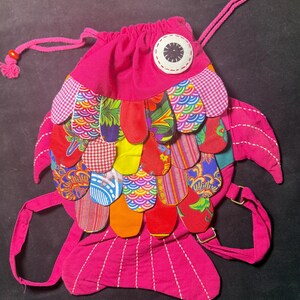 Fish Shape Backpack Handmade Fish Shape Backpack | Colorful Patchwork Koi Bag | Unique Kids ...