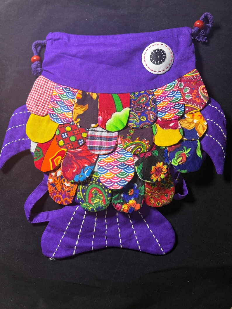 Fish Shape Backpack Handmade Fish Shape Backpack | Colorful Patchwork Koi Bag | Unique Kids ...