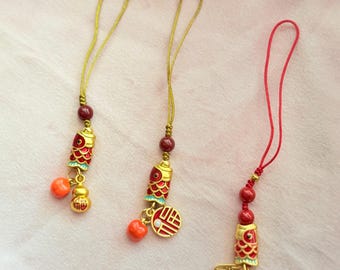 Koi Fish Phone Charm, Lucky Koi Keychain, Feng Shui Prosperity Charm, Handmade Phone Strap, Bag Charm Gift