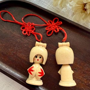 Handmade Wooden Kokeshi Doll Ornament | Home or Gift | Wall & Car Hanging | Keychain  | Lucky Charm | Decor | Keychain | Gift