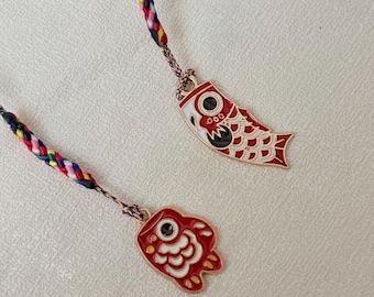 Correa de amuleto de pez de la suerte, amuleto de koi rojo para teléfono, amuleto japonés para teléfono, cordón trenzado, regalo de buena suerte, amuleto para bolso