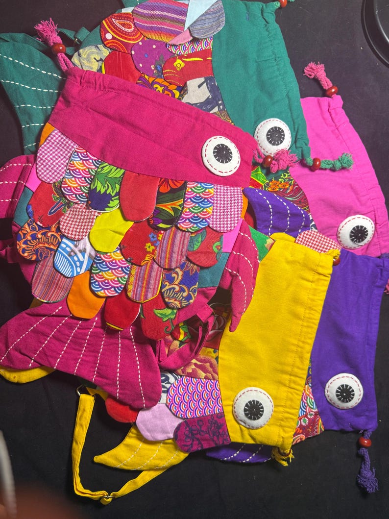 Fish Shape Backpack Handmade Fish Shape Backpack | Colorful Patchwork Koi Bag | Unique Kids ...