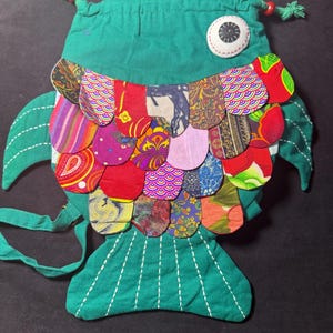 Fish Shape Backpack Handmade Fish Shape Backpack | Colorful Patchwork Koi Bag | Unique Kids ...