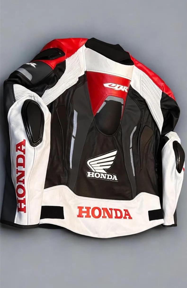 HONDA CBR Motorbike Jacket, Honda Motorcycle Jacket, Cowhide & Kangaroo Leather Racing Jacket with 5 Internal Removable Protections