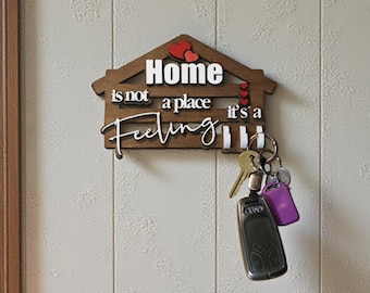 Wooden Key Holder Wall Mount, New Home Gift, Family Name Key Rack, Housewarming Gift, Entryway Key Organizer, Custom Key Hanger