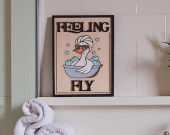 Funny Duck Bathroom Sign, Quirky Toilet Humour Wall Art, Farmhouse Guest Decor