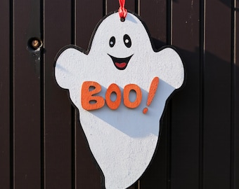 Halloween Ghost Door Sign, Boo Door Hanger, Spooky Front Door Decor, Cute Halloween Decoration, Porch Sign, Fall Door Decor, Halloween Gift