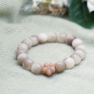 Bodhi Bead Seed Bracelet with Cherry Blossom  Sakura Charm Handmade – Carved Bodhi Beads | Spiritual Fidget Jewelry for Calm & Mindfulness