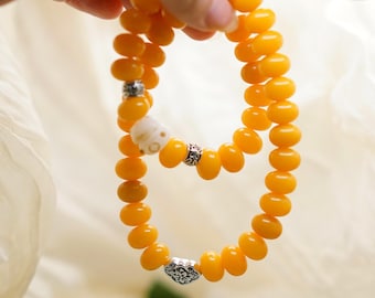 Pulsera de doble vuelta con cuentas Bodhi, amuleto de la buena suerte con forma de nube plateada, pulsera de la buena suerte, joyería de gato de la fortuna, joyería para la ansiedad, Mala
