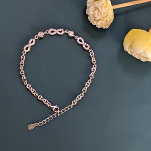 White Round Cut CZ In 925 Sterling Silver Bracelet Infinity Style Bezel Set Chain Link Bracelet Anniversary Gift Bracelet Wedding Jewelry