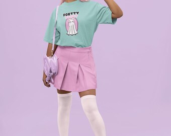 Pastel Goth T-Shirt – Kawaii Ghost Halloween Tee, Adorable Spooky Shirt for Goth Fans