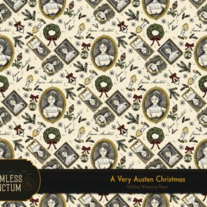 Bookish Gift Wrap – Jane Austen Christmas Wrapping Paper, Literary Holiday, Regency Book Lover image 4