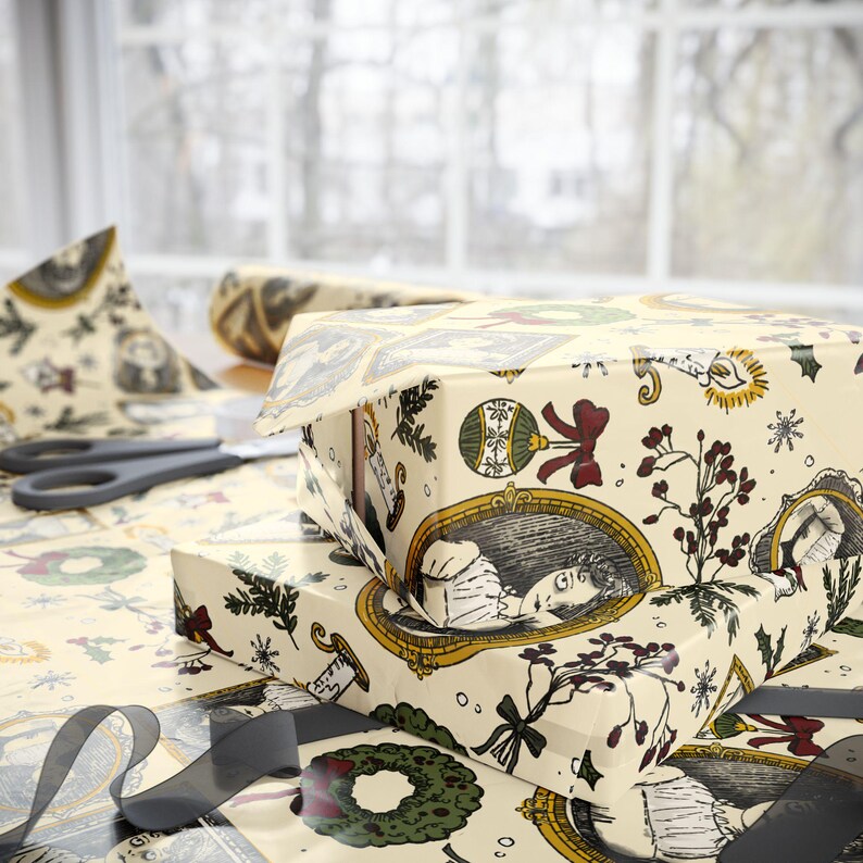 Bookish Gift Wrap – Jane Austen Christmas Wrapping Paper, Literary Holiday, Regency Book Lover image 3