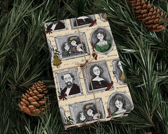 Literary Christmas Wrapping Paper, Gothic Regency Style