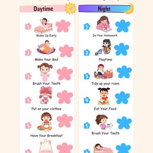 Kids Morning Night Routine Chart Printable Editable Daily Schedule