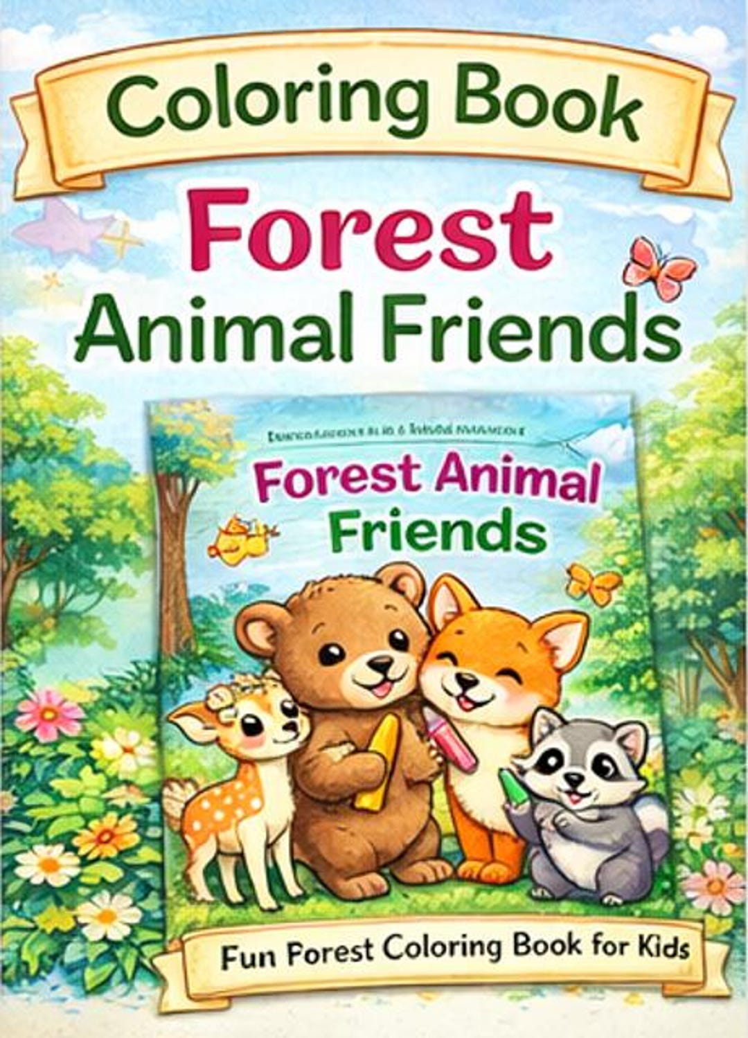 Cute Forest Animals Coloring Book for Kids | 30 Pages Printable PDF ...