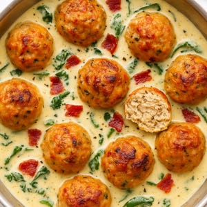 Receita de Almôndegas de Frango Assadas com Ricota | Molho Alfredo Cremoso | Download Digital | Receita em PDF para Imprimir