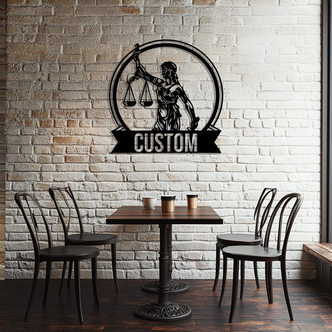 Custom Lady Justice Metal Wall Art, Personalized Law Office Decor ...