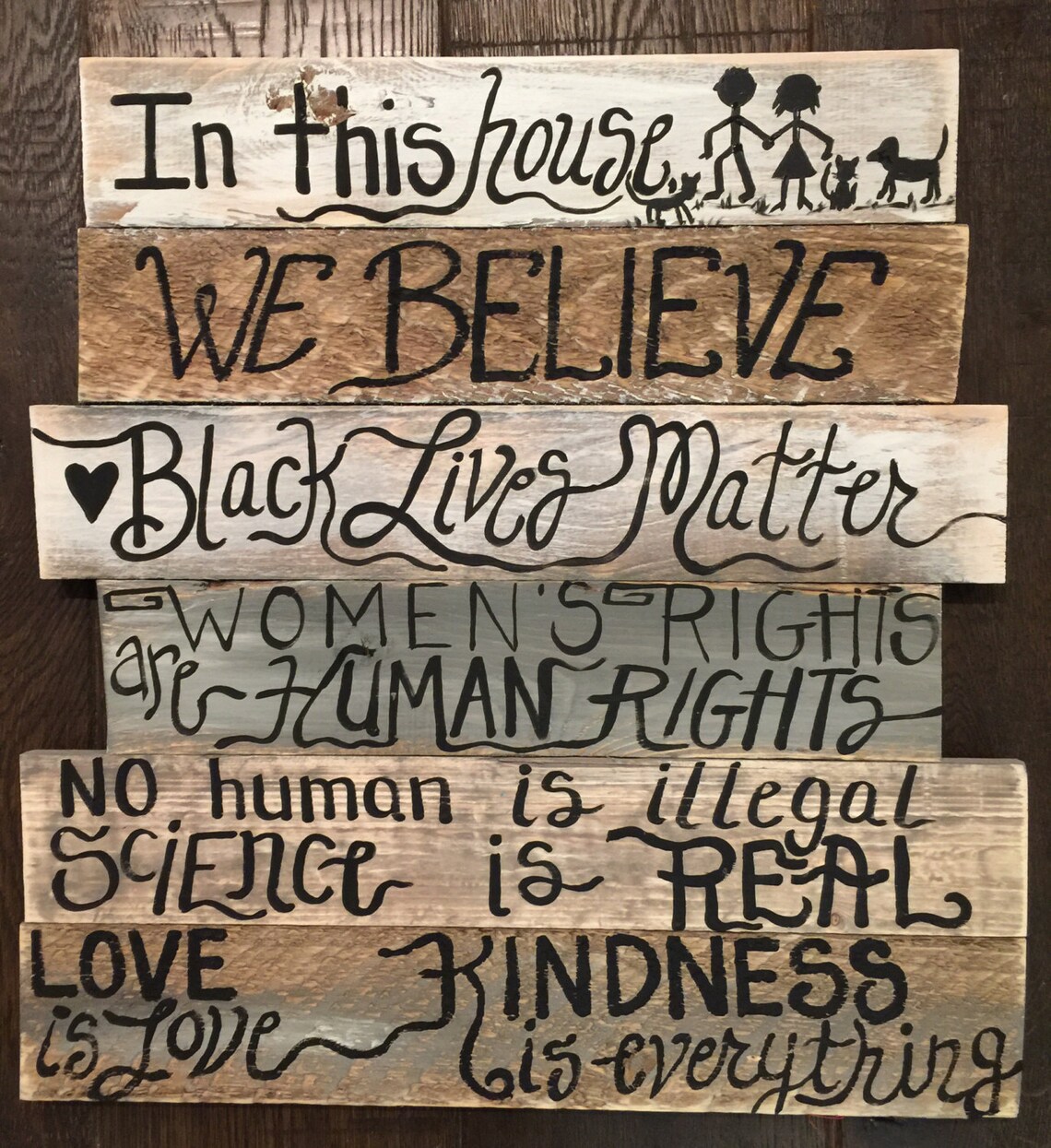 In This House We Believe Black Lives Matter Kindness is Everything Wood ...