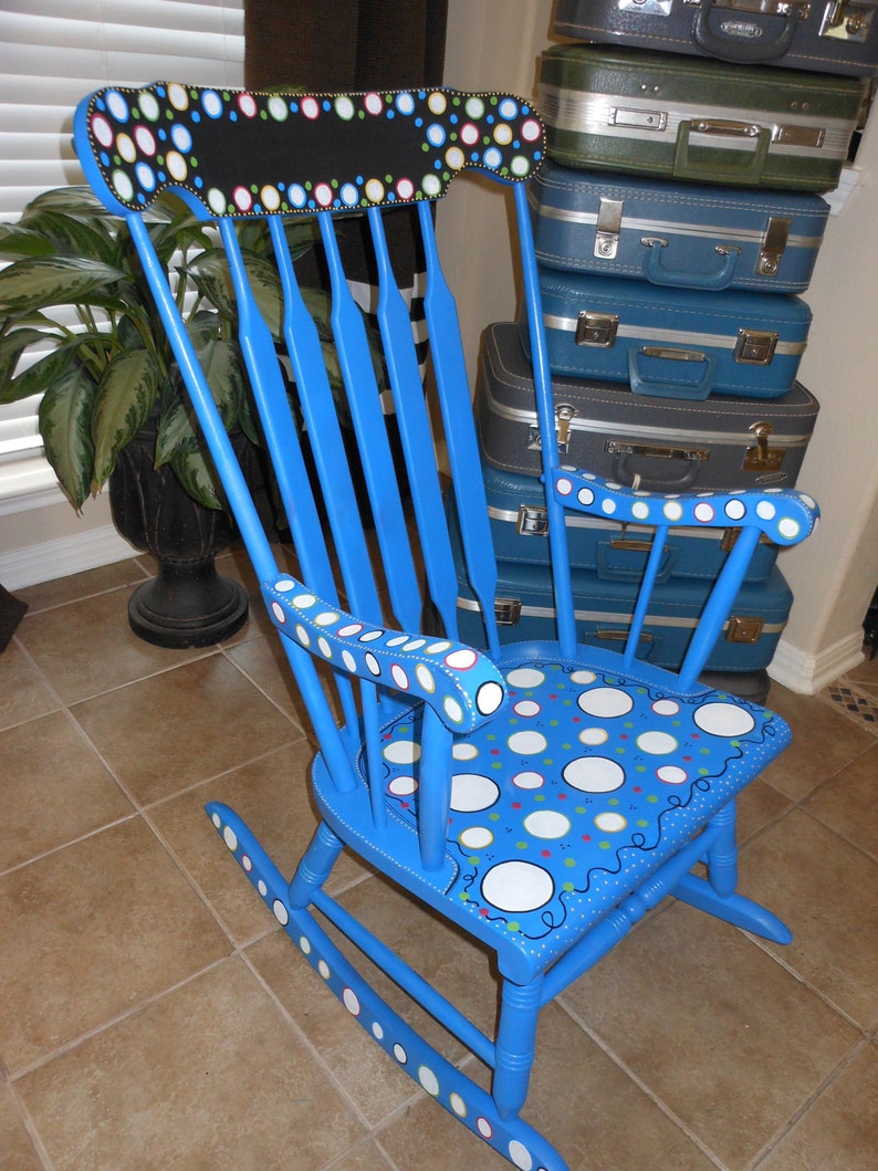 Rocking Chair Antique and painted Custom Order with Chalkboard Etsy