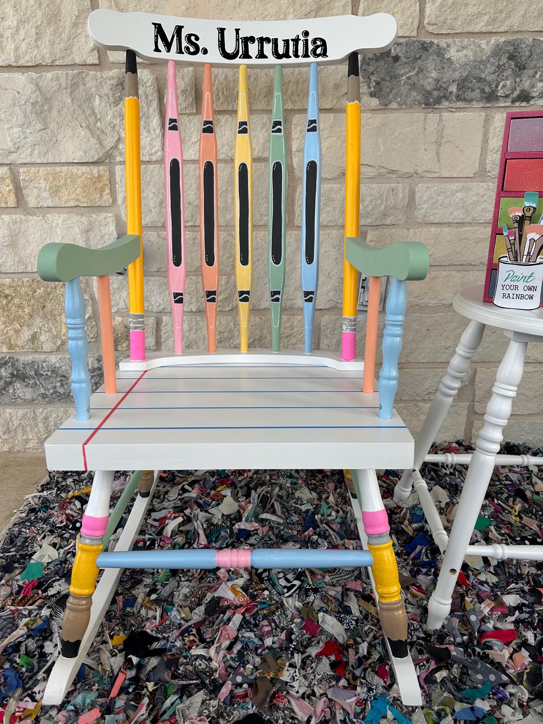 Hand-painted Rocking Chair, Teacher Reading Specialist Book Lover Gift ...
