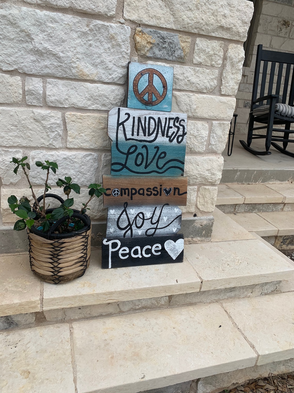 New! Kindness Love Compassion Peace Wood Yard Sign for You Ships ...