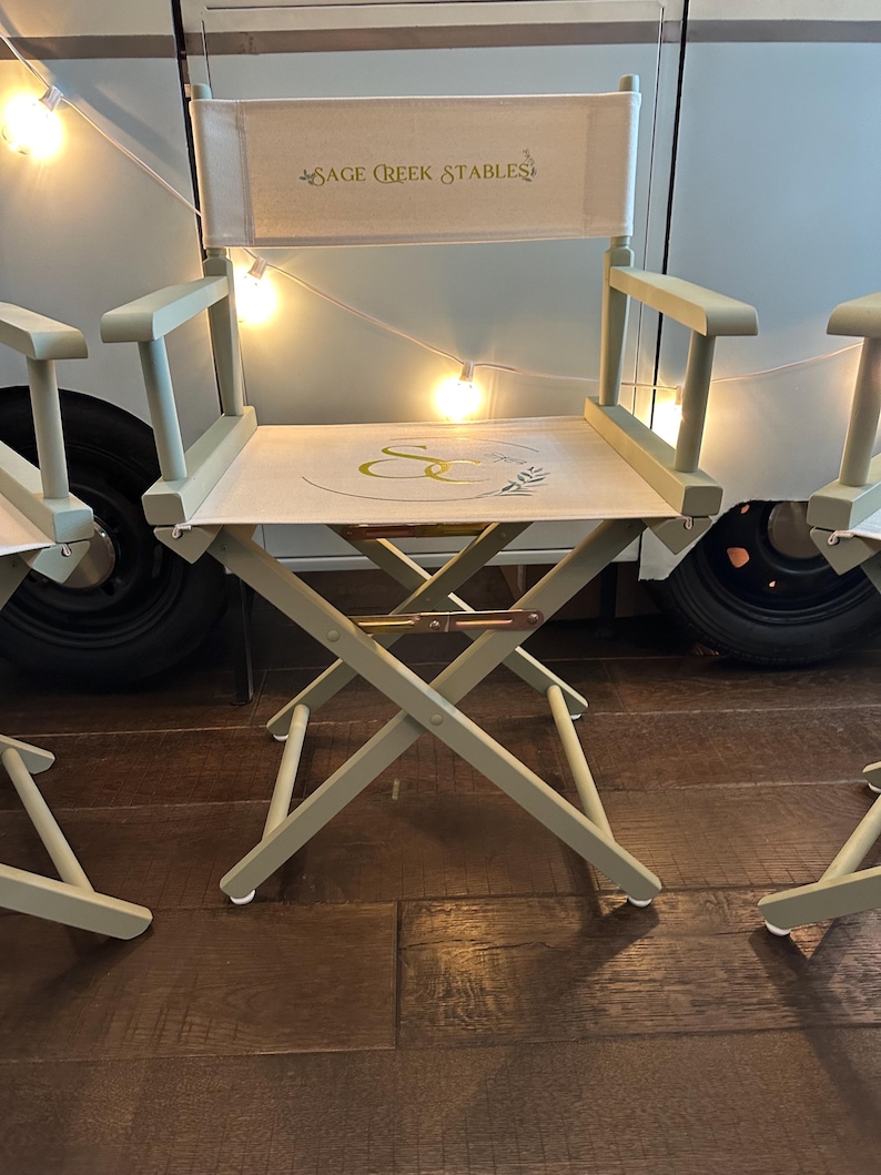 Chairs With Lettering 1 Director’s Chair HAND PAINTED in Sage Tate Green With Wheat Colored ...