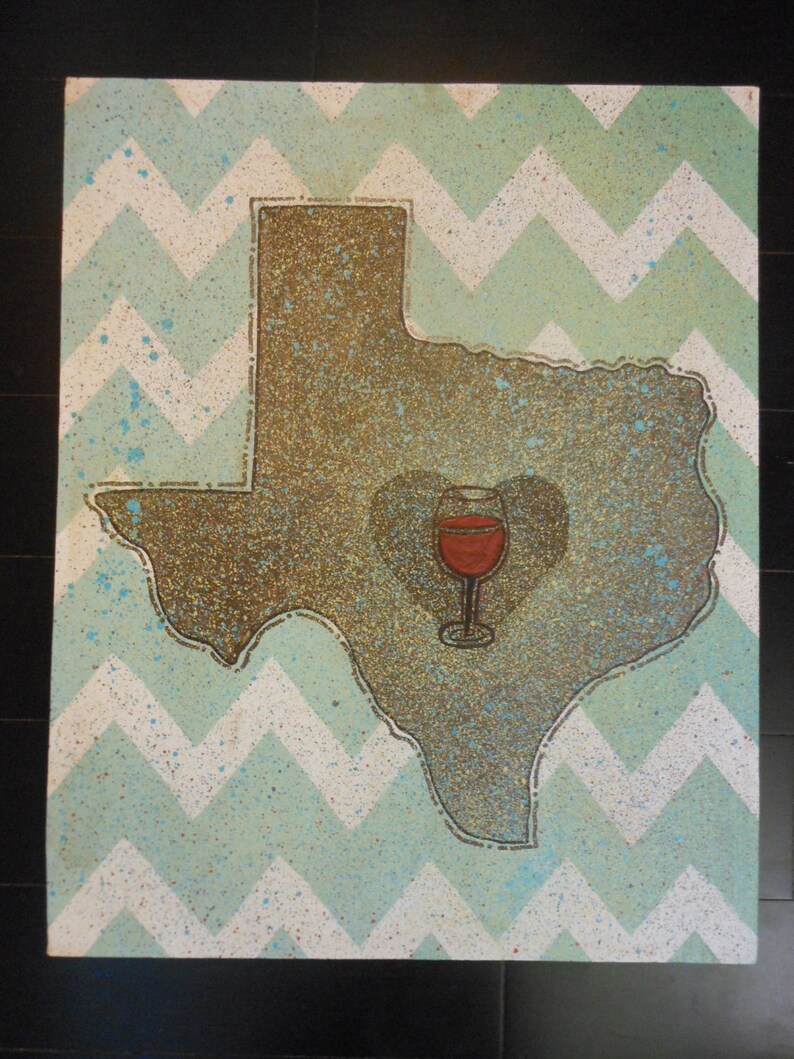 Austin Texas Custom Canvas with Red Wine glass over Austin Etsy