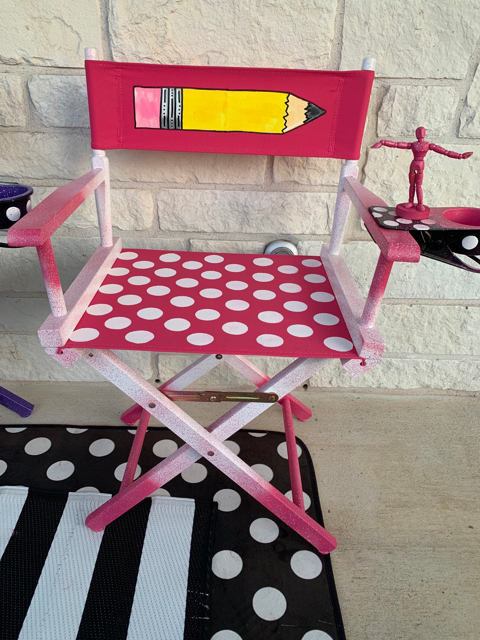 Teacher directors chair pink speckled faded ombre and giant Etsy