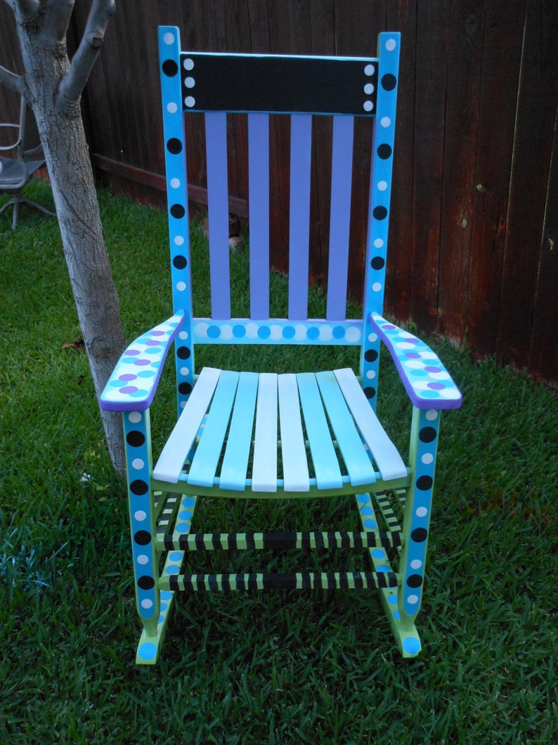 Rocking Chair Antique And Painted Custom Order With Chalkboard Top And Painted In Your Colors Ship Me A Chair This Is For The Painting Only
