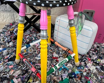 Unique Teacher bar stool, share chair, teacher side table or seat, star student, reading chair, circle time stool, ships fully assembled 24"