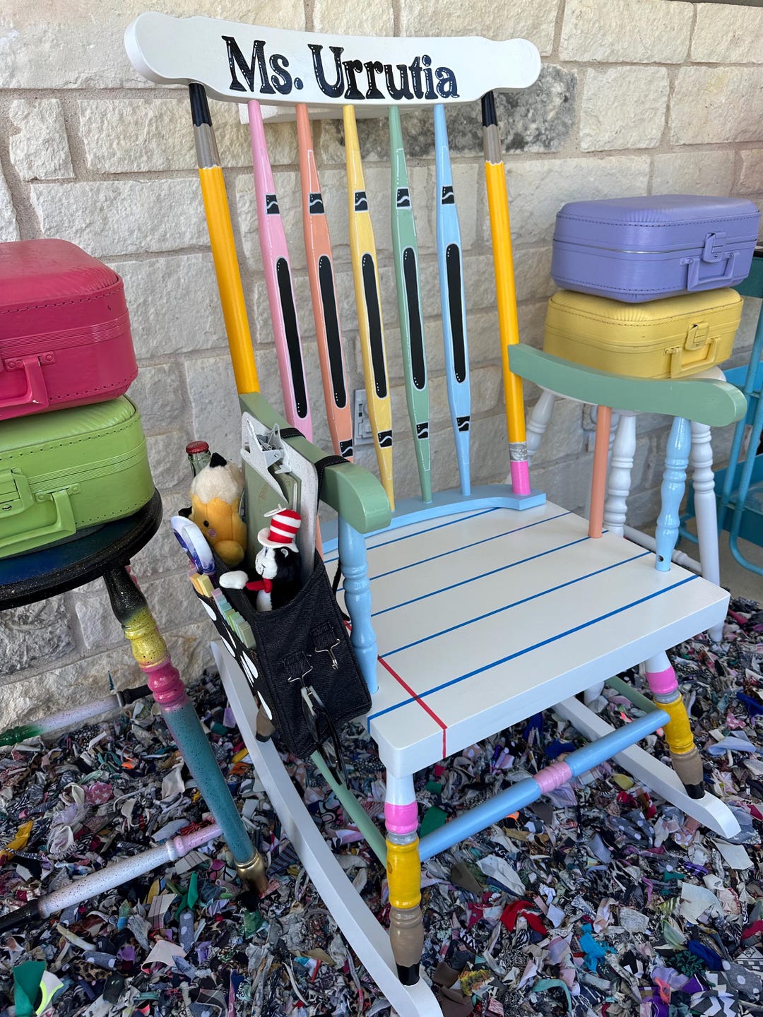 Hand-painted Rocking Chair, Teacher, Librarian, Book Lover Reading Nook ...