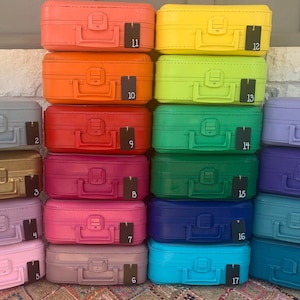 RARE Quantity 60 Vintage OOAK over 50 years old Luggage Storage Train Cases Originally &quot;Going to Grandma&#39;s&quot; Approx. 13&quot; x 9.5&quot; x . 5&quot;
