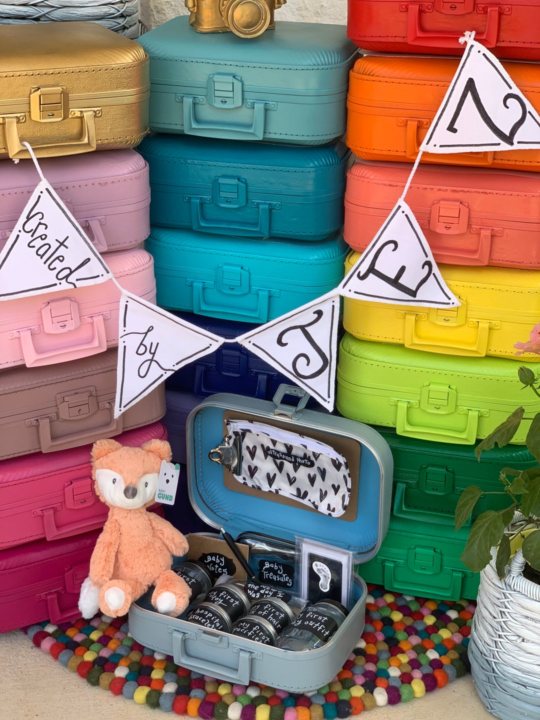 Baby Vault by JEZ4U Classic Vintage Suitcase for Baby's First Treasures