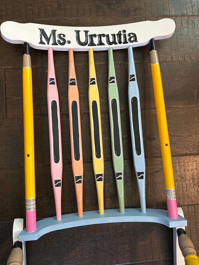 Pencil Rocking Chair Hand-painted Rocking Chair, Teacher, Librarian, Book Lover Reading Nook ...