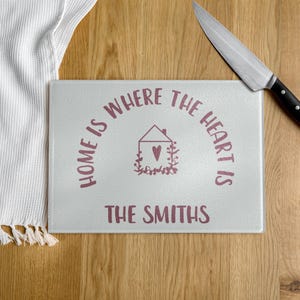 Personalized Glass Cutting Cheese Board Serving Tray / Housewarming Bridal Wedding Shower Gift Idea for Mom Christmas Kitchen Decor