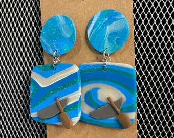 River Fun Canoe Earrings