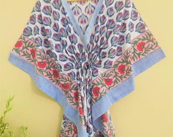 Women Dress , Maxi Dress for Her, Nightwear, Cotton Sleepwear, Indian Flower Short And Long Kaftan Dress, Gift For mother, Bridesmaids Gift