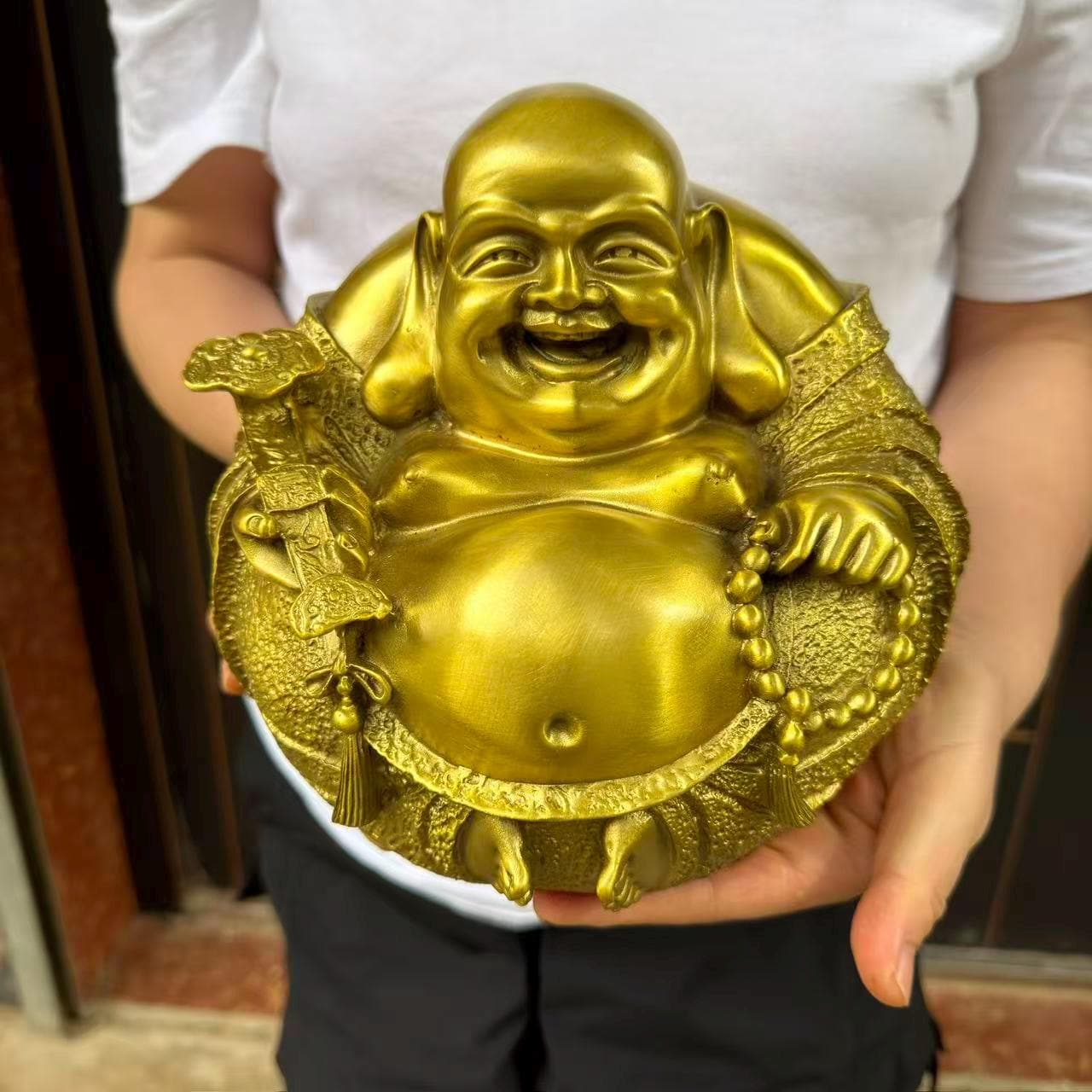 Laughing Buddha Statue Bronze Maitreya Buddha Sculpture, Happy Buddha Feng Shui Decor, Prosperity Wealth Lucky Buddha, Zen Meditation Gift