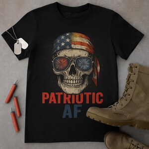 Fourth of July Skull PNG - Patriotic Grunge Sublimation Design for Independence Day Shirts & Crafts