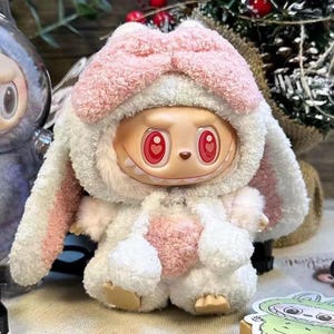 Labubu Bunny Outfit | 17cm Plush Macaron Costume | Cute Doll Clothes for Pop Mart Labubu Figure
