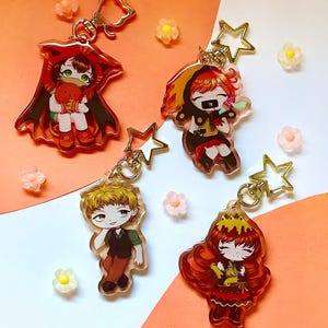 Your turn to die double sided 2.5 inch acrylic keychains | yytd bag charms | rio ranger, keiji shinogi, sue miley, gin ibushi