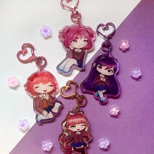 Doki Doki Literature Club double sided 2.5 inch acrylic keychains | ddlc bag charms | sayori, natsuki, yuri, monika