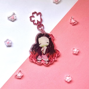 Nezuko Kamado double sided 2.5 inch acrylic keychain | demon slayer kny bag charm