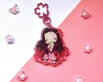 Llavero acrílico de doble cara de 2,5 pulgadas de Nezuko Kamado / amuleto para bolso Demon Slayer Kny