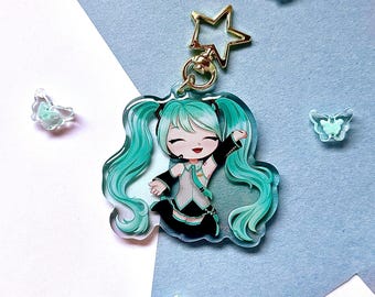 Hatsune Miku doppelseitiger 6,5 cm Acryl Schlüsselanhänger | Vocaloid Taschenanhänger