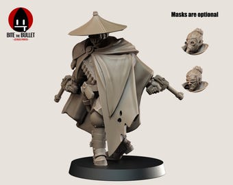 Sniper Priest Miniature – Grimdark Assassin Monk for Trench Crusade & TTRPG – Holy Shogunate Cleric – 32mm Scale – Resin Wargaming Figure