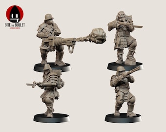 Yeomen Miniature Squad - Grimdark Infantry for Trench Crusade & Wargaming - Holy Shogunate Soldiers - 32mm Scale Resin Model – Tabletop Game