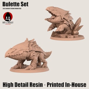 Lot de 2 figurines miniatures - Monstre D&D pour TTRPG et jeux de guerre - Impression 3D en résine - Motif bête féroce - Échelle héroïque 35 mm - Jeu de table