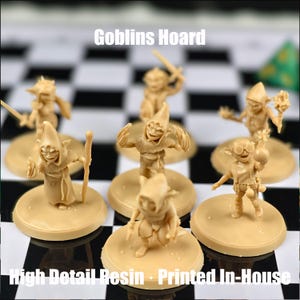 Goblins Hoard – 7 Unique 28mm/32mm Miniatures for D&D/TTRPG – 3D Printed Monster Figures – High Detail DnD NPCs – Tabletop Game Figurine